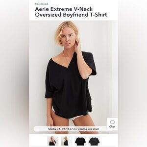 Aerie Extreme V-Neck Oversized Boyfriend T-Shirt, NWT, Size XXL